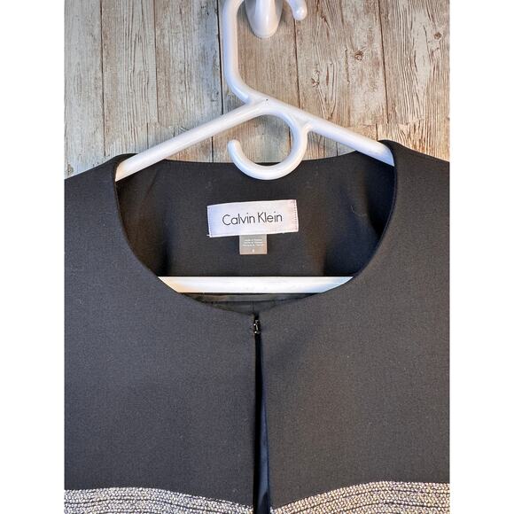 Calvin Klein Skirt Suit 8 Gray Metallic Black Colorblock Ribbed Stretch Lined - Picture 8 of 16